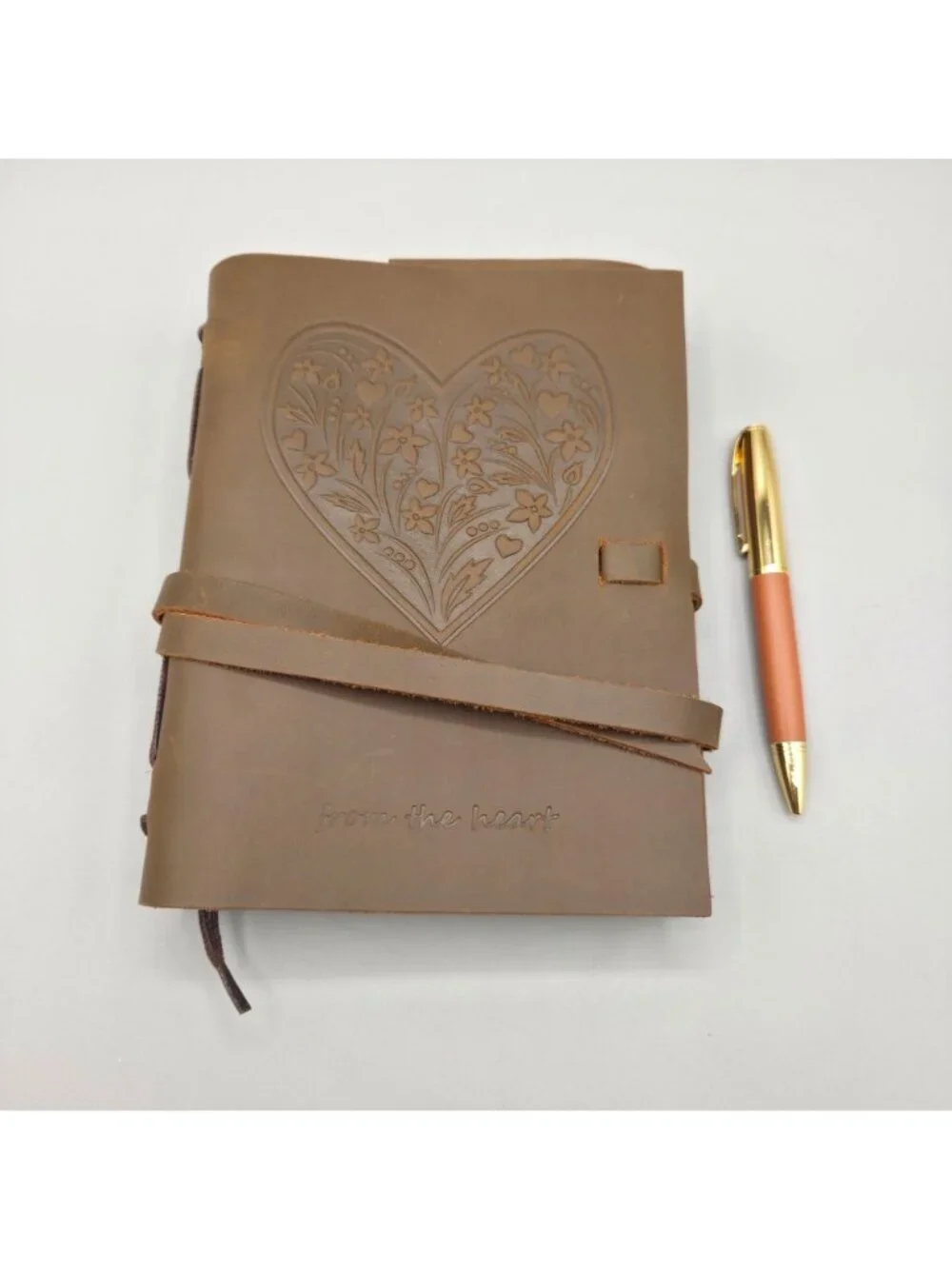 Sovereign Gear Embossed Heart Leather Journal Set 8x6 Travel Notebook Luxury Pen